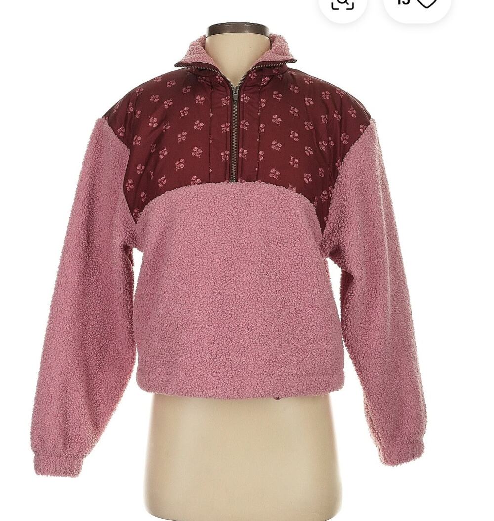 NWT new Universal Thread Sherpa Floral Quarter Zip size XXL